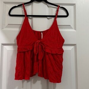 Free People Red Tie-Front Camisole